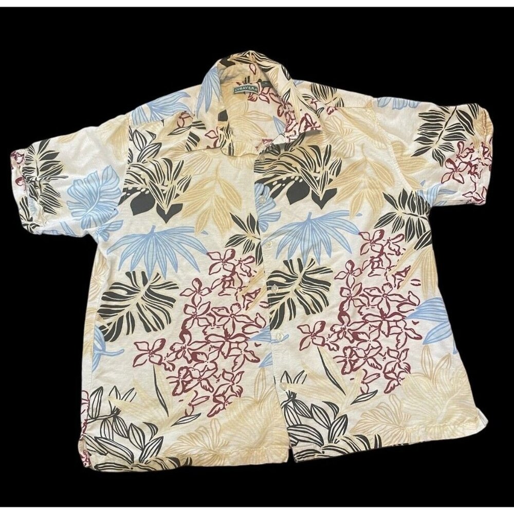 Cubavera Hawaiian Shirt White w/ Flowers Button Up Short Sleeve Mens Sz XL - Picture 1 of 5